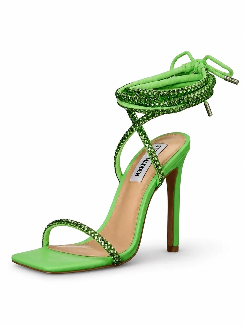 Steve Madden Light Green Ankle Wrap Uplift Heeled Sandal Size 9.5